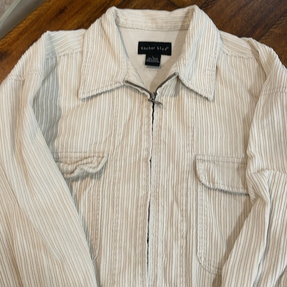 anchor blue Other - Vintage Anchor Blue Corduroy Shirt Relaxed Oversized jacket cream beige sz L